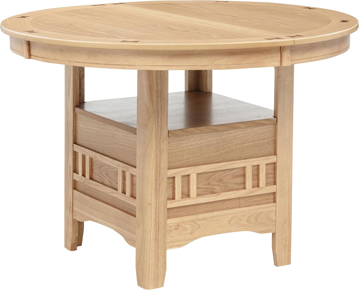 Coaster Home Furnishings - LAVON - Wood - Oval Extendable Dining Table with 18-Inch Extension Leaf, Storage Shelf & Closed Storage - Kitchen & Dining Room - 60-Inch - Light Oak - 106620