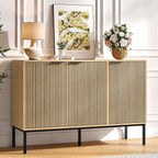47.2" Sideboard Cabinet, Modern Buffet Cabinet with Doors & Adjustable Shelf, Wood Credenza Coffee Bar Storage Console Table for Kitchen, Dining Room, Living Room, Entryway, Natural