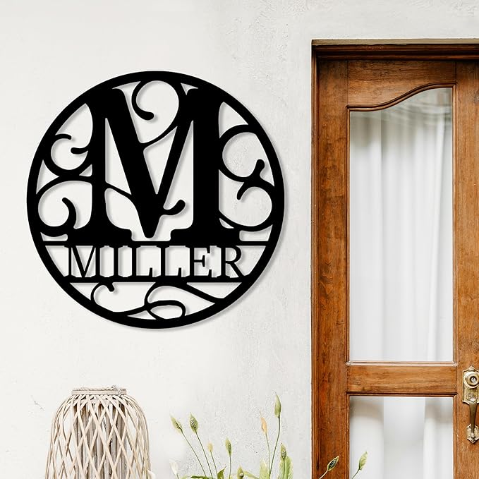 Personalized Metal Name Signs, Split Letter Monogram Wall Decor, Custom Last Name Sign, Family Name Sign for Outdoor, Personalized Wedding Gift, Garden Decor, Metal Wall Art, Housewarming Gift (MonogramDesign_11)