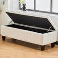 Ottoman Bench with Storage - Beige Storage Bench End of Bed with Safety Hinges, Tufted Ottoman for Living, Dining Room, Entryway and Hallway