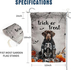 Halloween Chocolate Lab Garden Flag Trick or Treat Yard Flag Ghost Labrador Dog Garden Flags for Outside 12x18 Double Sided Mini Skeleton Halloween Decor Outdoor Lawn Welcome Flag