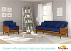Nirvana Futons Eastridge Futon Set - Full Size, Frame, 8" Mattress, Twill Royal Blue Cover