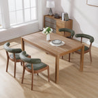 Kmax Dining Room Chairs, Mid-Century Modern PU Kitchen Chairs with Natural Walnut Finished Frame, PU Curved Back, Set of 2, Green