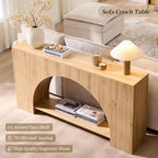 IFGET 63" Arched Console Table, 2-Tier Modern Entryway Table with Arched Base, Narrow Long Wood Sofa Table Behind Couch Table for Living Room, Hallway, Foyer, Natural