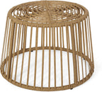 Boho Style Polyethylene Rattan Side Table, Cage Frame Structure with Tightly Wrapped Handcrafted Wicker