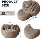 50.5" W x 67" D Oversized Chaise Lounge Chair with Ottoman,Light Camel | 38D Sponge,Round Reading Chair Luxury Plush Cloud Circle Sleeper for Living Room Bedroom, 5 Pillows,Corduroy
