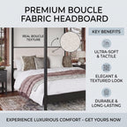Merax Black Queen Size Canopy Bed Frame with Boucle Headboard and 4 Poster