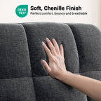 AMADA HOMEFURNISHING Power Recliner Chair for Adults, One-Touch Synchronized Electric Recliner with USB Ports, Cup Holder & Side Pockets, Thick Seat Cushion, Chenille, Living Room & Bedroom