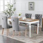 Grey Mid Century Modern Dining Chairs Set of 4, Linen Upholstered Kitchen & Dining Room Chairs with Nailhead Trim & Solid Wood Legs, Elegant Sillas De Comedor (Grey, 4 Pcs)