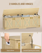 Hzuaneri 59" Boho Storage Chest and Bench | 70 Gal | 330lb Seat | Soft-Close Hinges | Camel Yellow | Shoe and Blanket Storage for Bedroom, Living Room, Entryway | Easy Assembly | SB15002Y