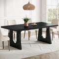Tribesigns Large Dining Table for 6-8 People, 70.9-Inch Wood Rustic Rectangular Table with Black Wooden Legs, Farmhouse Center Kitchen Table for Dining Room, Living Room, Home Furniture, Black | Rustic Farmhouse Kitchen Table with Wooden Legs for Dining