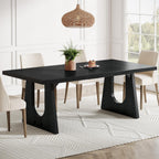 Tribesigns Large Dining Table for 6-8 People, 70.9-Inch Wood Rustic Rectangular Table with Black Wooden Legs, Farmhouse Center Kitchen Table for Dining Room, Living Room, Home Furniture, Black | Rustic Farmhouse Kitchen Table with Wooden Legs for Dining