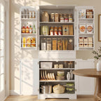 Gizoon Tall Kitchen Pantry Cabinet with Doors and Adjustable Shelves, White | 70'' Pantry Storage Cabinet with Drawer Freestanding Organizer for Small Kitchen Bathroom Laundry Room