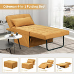 Yellow Sofa Bed, Convertible Chair 4 in 1 Multi-Function Modern Folding Ottoman Guest Bed with Adjustable Sleeper for Small Room Apartment