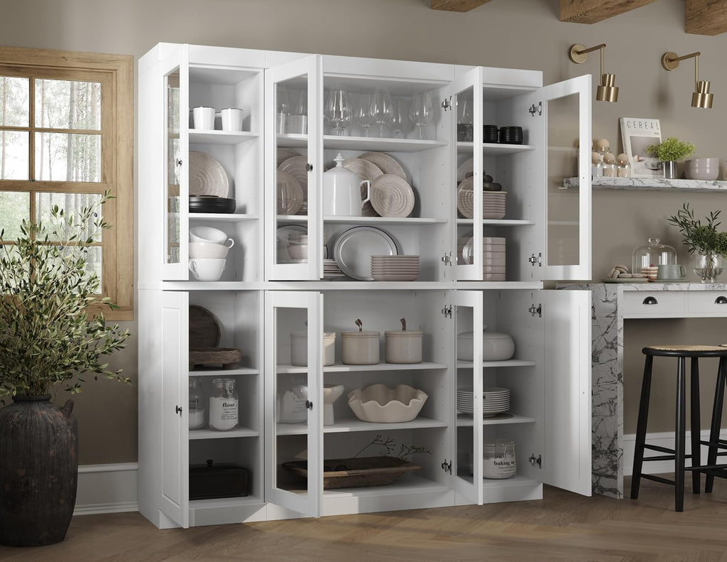 Palace Imports 100% Solid Wood Kitchen Pantry, White, 65" w x 71.5" h x 15.5" d, Renewable Eco-Friendly Wood, Made in Brazil