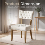 UVV Wooden Dining Chairs Set of 2, Mid Century Tufted Upholstered Kitchen Chairs Dining Room Chairs, Velvet Farmhouse Dinner Chair for Kitchen Dining Room, Beige