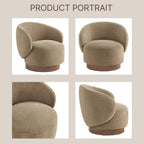 KISLOT Swivel Accent Chair Modern Round Barrel Armchair with Upholstered Performance Fabric for Living Room Bedroom Waitingroom,1 Box,Brown