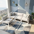 NICESOUL 4 Piece Patio Aluminum Furniture Set, 29" Oversized Wide Deep Seats Outdoor Sectional Sofa, 500 lbs Heavy Duty Modular Conversation Set for Balcony, Porch, Backyard and Poolside, Light Grey