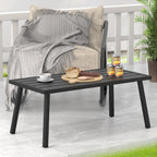 C-Hopetree Small Metal Outdoor Coffee Side Table for Outside Patio, Rectangle, Black