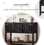 Knocbel Vintage Console Table with 2 Drawers, 2 Storage Cabinets and Bottom Open Shelf, Entryway Hallway Sofa Table Dining Room Buffet Sideboard, 48" W x 14" D x 34" H (Espresso)