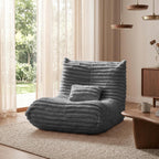 Bean Bag Chair for Adults, Giant Memory Foam Floor Sofa with Lumbar Pillow, Oversized Corduroy Beanbag Couch, Comfy Lounge Chair for Living Room, Bedroom, Apartment, Reading, Gaming, Gray
