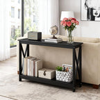 ZENY Console Table, Entryway Table, Narrow Sofa Table with 2-Tier Shelves, Entrance Table for Living Room, Entryway, Hallway, Foyer (Black, 11.8" D x 47" W x 31.7" H)