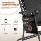 Yaheetech 26in Rocking Chair Outdoor Zero Gravity Folding Chairs Rocking Chairs Foldable Outdoor Reclining Lounge Chair for Outside Lawn with Cupholder/Pillow Ergonomic Design for Rest, Black