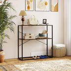 Giantex 36" Narrow Console Table, 2-Tier Entryway Tables with Wood Grain Top & Heavy-Duty Metal Frame, Behind Couch Table, Rustic Sofa Tables with Open Storage Shelves for Entrance, Living Room, Foyer