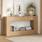 Gyfimoie 55" Console Table, 2-Tier Farmhouse Sofa Table with Storage Behind Couch, Narrow Rectangular Entryway Table for Living Room, Hallway, Entrance, Foyer, Natural