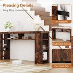 70.8" Extra Long Console Table with Outlets & USB Ports,Farmhouse Sofa Table with Storage Shelves for Behind Couch, Living Room, Entryway, Hallway, Brown