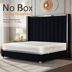 Jocisland Queen Upholstered Bed Frame with 58" Tall Headboard,Black