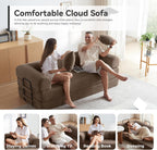 Convertible Modular Sleeper Sofa Bed, Mid Century Modern Decor Love Seat Memory Foam Couches, Sleeper Sofa Bed for Living Room, Solid & Easy to Install Cloud Couch (Brown)