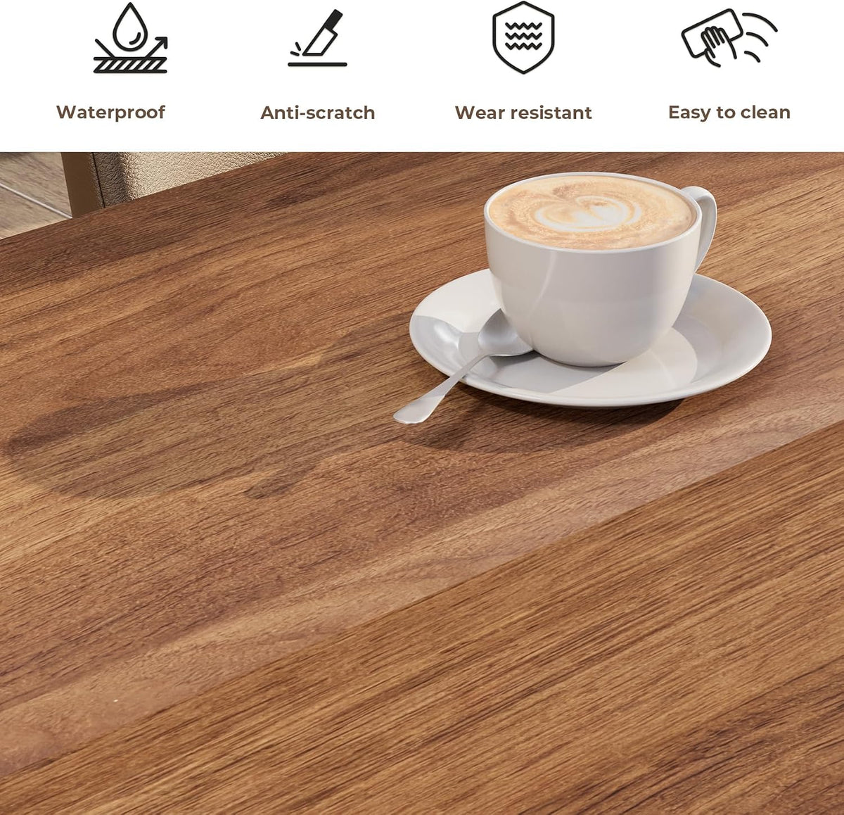 71 inch Rectangular Wood Dining Table for 6-8 People, Modern Fluted Pedestal Kitchen Table, Heavy Duty Waterproof Thickened Tabletop, Farmhouse Long Dinner Table for Home Restaurant, Walnut Brown
