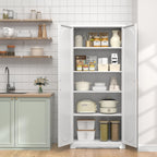 UNICOLY 71" Tall Storage Cabinet, Metal Kitchen Pantry Storage Cabinets | Pantry Cabinet with Doors and 4 Shelves，White Cabinets for Laundry Room, Living Room, Dinning Room, Assembly Required