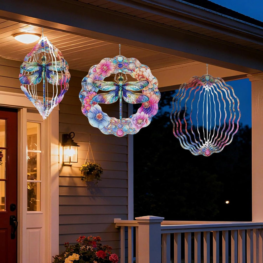 Dragonfly Wind Spinners, Dragonfly Gifts for Women, 12-Inch 3D Kinetic Stainless Steel Metal Wind Spinners Outdoor Indoor Hanging Decor for Garden Yard Art