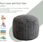 HIGOGOGO Pouf Ottoman Stuffed Round Modern Foam Filled Foot Rest Poufs for Living Room Chair Decorative 20 X 15 Inches Boho Relax Stool for Wedding Christmas Party, Dark Grey