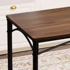 Dining Table Set for 4, Industrial Kitchen Table Set with 4 Upholstered Chairs, Metal Table and Chairs Set for Kitchen, Dining Room, Living Room, Walnut