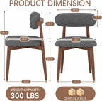 Solid Wood Dining Chairs Set of 4, Mid‑Century Modern Square Seat Cushion Chairs with Extra‑Thick 1.6" Legs and Curved Back, Heavy‑Duty Kitchen & Dining Room Chairs, Dark Grey