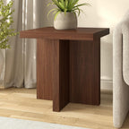 Henn&Hart 22" Scandinavian Wooden Square End Table, Side Table, Nightstand with X-Base for Living Room, Office, Family Room, or Bedroom, Medium Walnut
