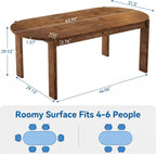 Tribesigns 63-Inch Solid Wood Oval Dining Table, Farmhouse Dinner Table with Sturdy Base for 4-6, Rustic Kitchen Table for Dining Room, Apartment, Living Room