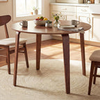 Giantex 37.5" Round Dining Table for 4, Wooden Kitchen Table with Solid Rubber Wood Legs, Circle Dinner Table for Dinette, Living Room, Dorm, Home Office (Walnut)