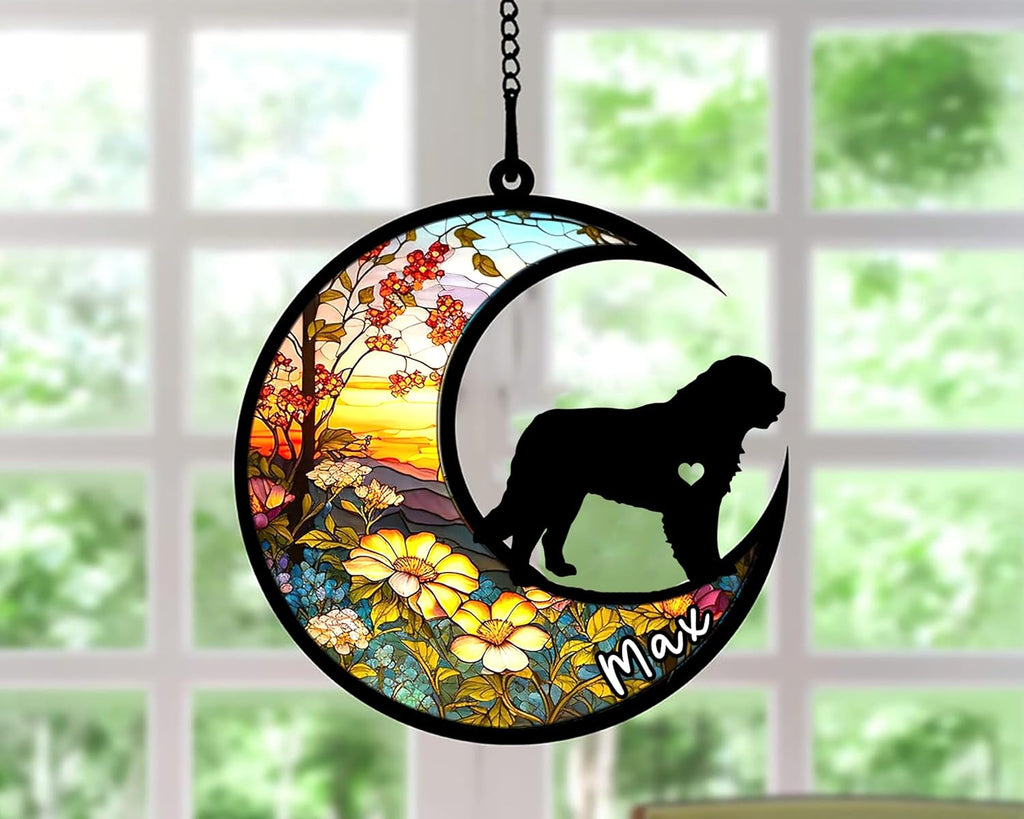 Personalized Dog Memorial, Custom Name Newfoundland Dog Christmas Ornament with Name, Custom Breeds, Pet Loss Light Catcher, Gifts for Lovers Loss of Pet Sympathy on Mothers Day Christmas