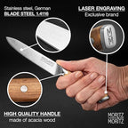 Professional Kitchen Knife 5 inches - All-Purpose Chef's Knife for Meat, Vegetables & More - Cooks Knife with Ergonomic Acacia Wood Handle - German Knife Steel