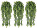 RECUTMS 3 Packs Artificial Hanging Plants Fake Plant Faux Boston Ferns Ivy Vines Greenery UV Resistant Plastic for Indoor Outdoor Room Wall Decor (White)