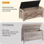 coucheta Storage Chest, Farmhouse Storage Trunk, Wooden Entryway Storage Bench with Safety Hinge and Lift-Top for Entryway, Living Room, Grey