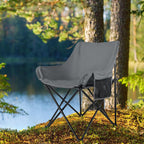 Leonyo Camping Chairs for Adults, 2 Pack Folding Lawn Chair & Table, Grey | Oversized & Portable Beach Chair for Outdoor Sports, Fishing, Rv Travel, Picnic