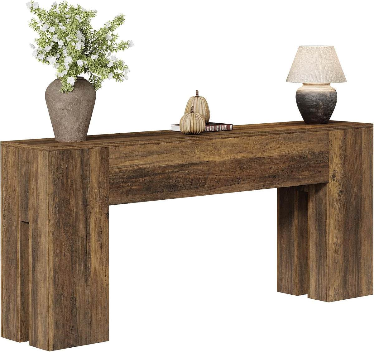 Tribesigns 71-Inch Long Console Table for Entryway, Farmhouse Sofa Console | Wood Entry Table, Console Table for Hallway, Foyer, 300 Lb Capacity, Sturdy and Stable, Easy Assembly, Rustic Brown