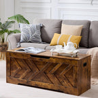 47.2” Storage Bench,Extra Large Wooden Storage Chest with 2 Safety Hinges,entryway Bench,Blanket Storage,Shoe Storage Bench for Entryway,Bedroom,Living Room,Easy Assembly.-Rustic Brown