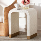 bali & pari Carlyn Beige and White Mother of Pearl Capiz Shell End Table