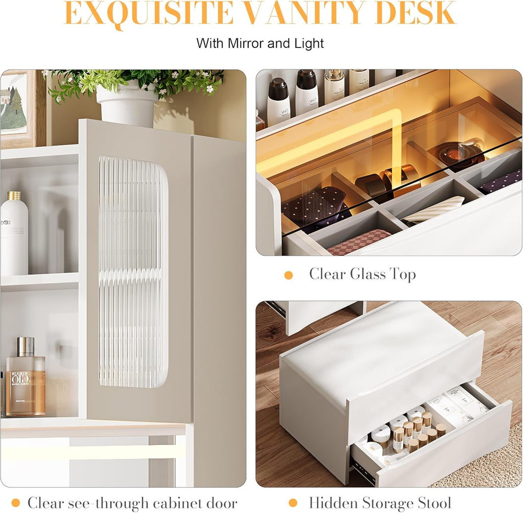 GOWE Vanity Table Set with Storage Adjustable Modern Contemporary for Bedroom Furniture